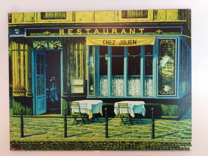 cuadro madera restaurante francia 2 u 45x60